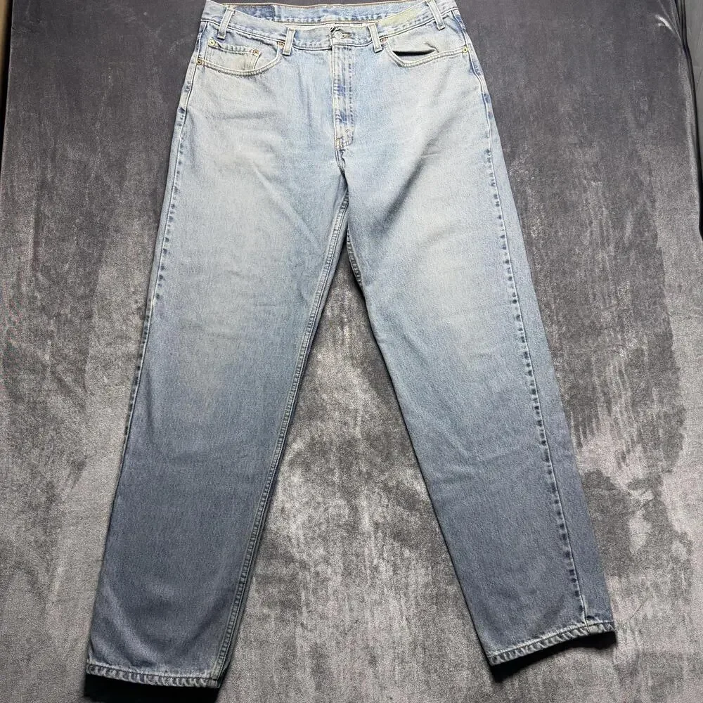 Levis 550 Jeans Mens 38x34 Blue Light Wash Relaxed Tapered 100% Cotton Denim
